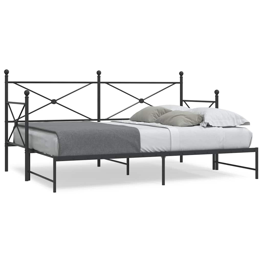 Daybed Extendable without Mattress Black 80x200 cm Steel