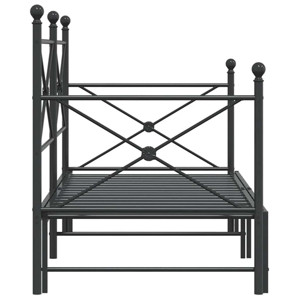 Daybed Extendable without Mattress Black 90x190 cm Steel