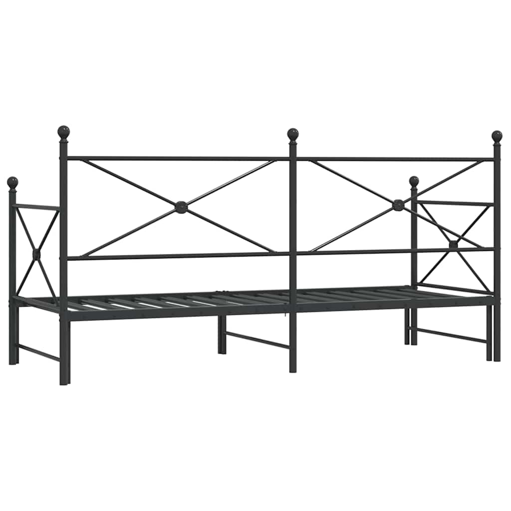 Daybed Extendable without Mattress Black 90x190 cm Steel