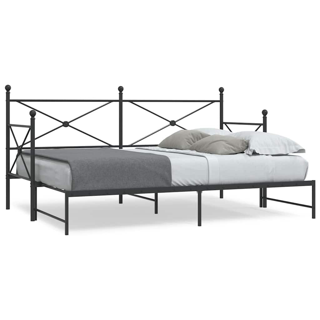 Daybed Extendable without Mattress Black 90x190 cm Steel