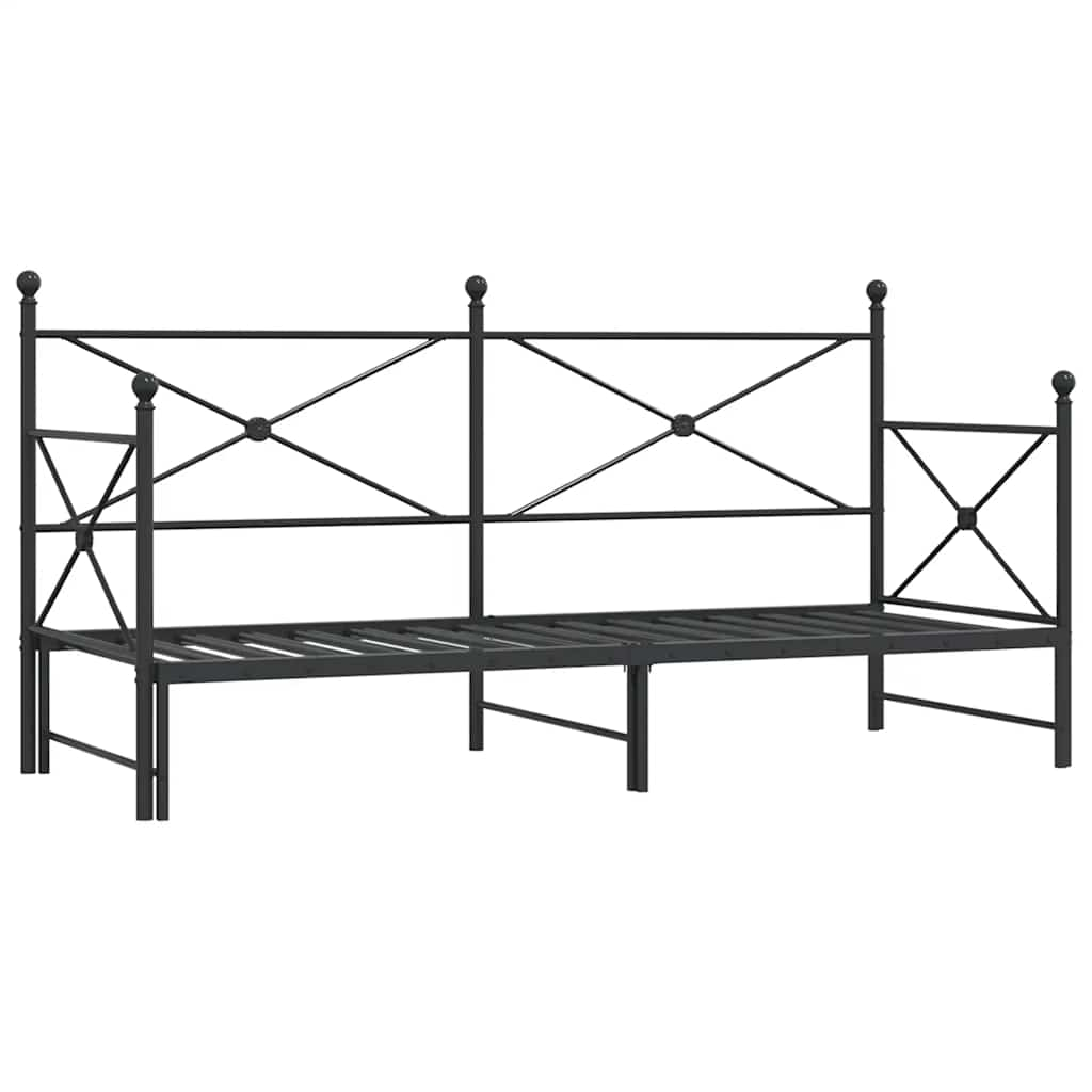 Daybed Extendable without Mattress Black 90x200 cm Steel