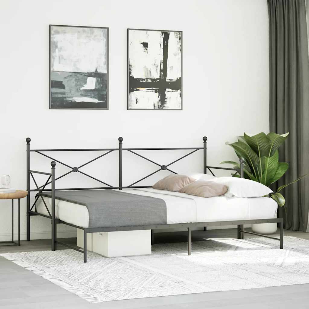 Daybed Extendable without Mattress Black 90x200 cm Steel