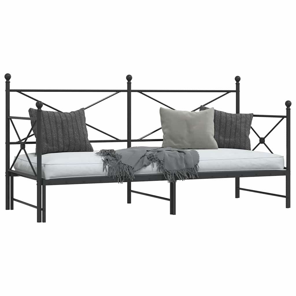 Daybed Extendable without Mattress Black 90x200 cm Steel