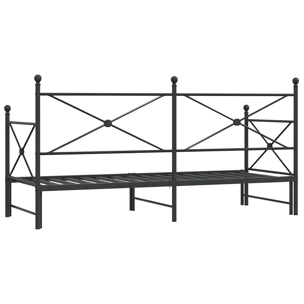 Daybed Extendable without Mattress Black 90x200 cm Steel