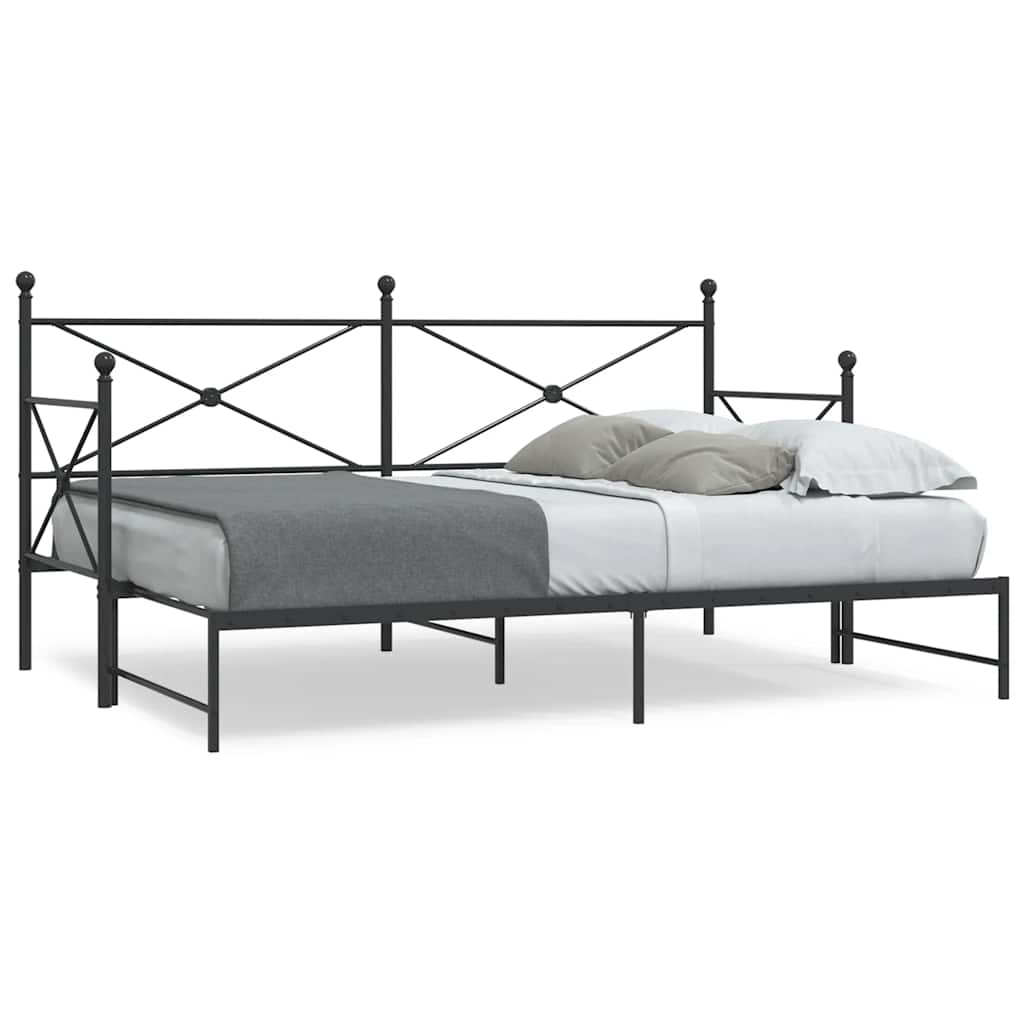 Daybed Extendable without Mattress Black 90x200 cm Steel