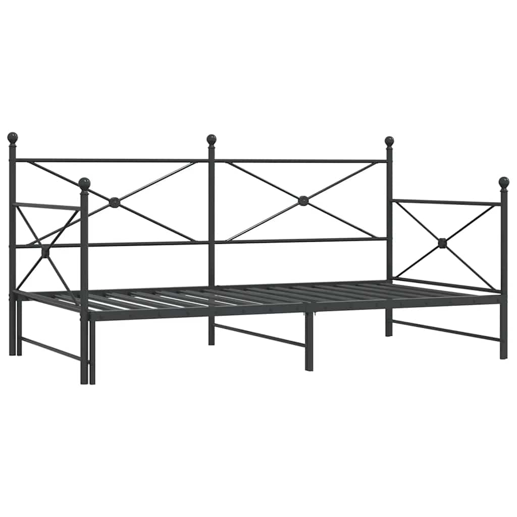 Daybed Extendable without mattress Black 100x190 cm Steel