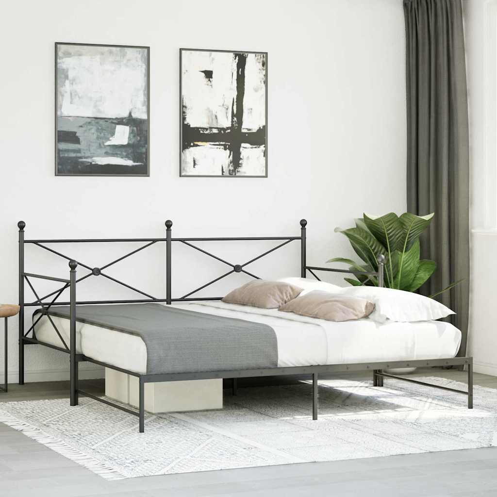 Daybed Extendable without mattress Black 100x190 cm Steel