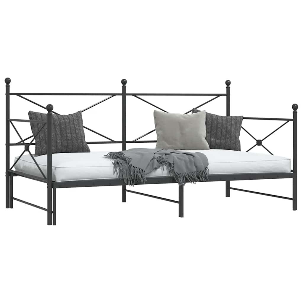 Daybed Extendable without mattress Black 100x190 cm Steel