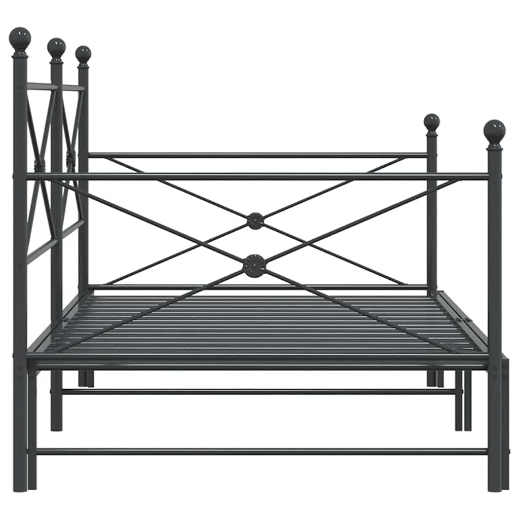 Daybed Extendable without mattress Black 100x190 cm Steel