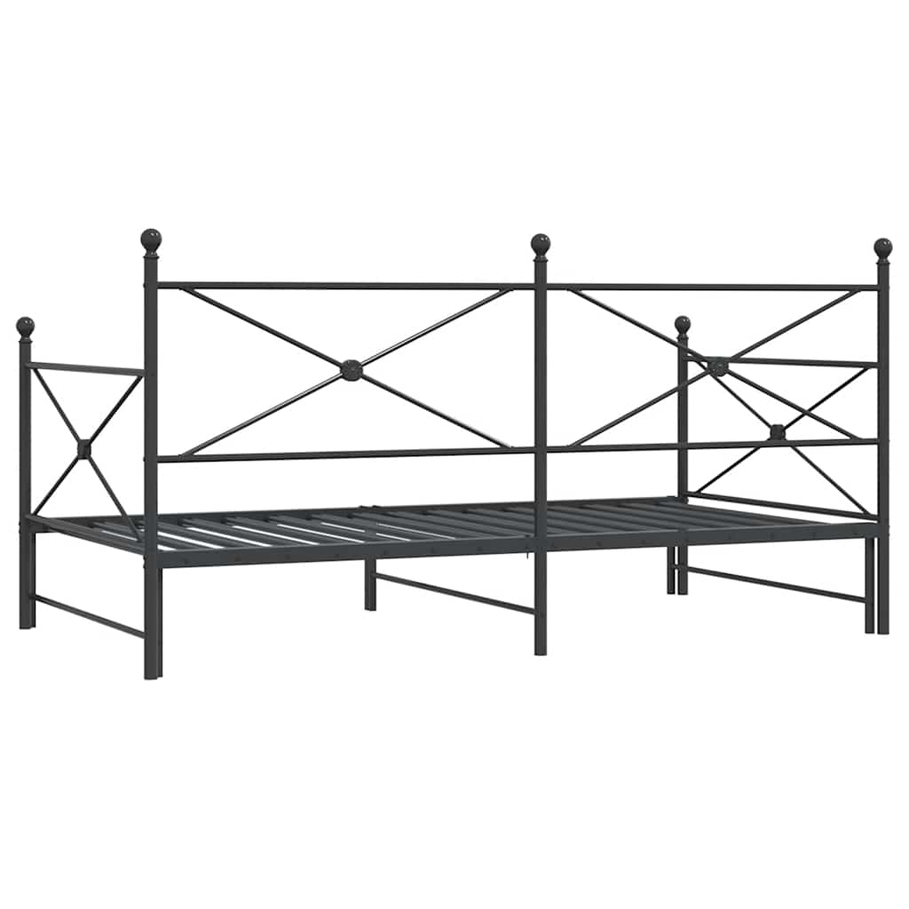 Daybed Extendable without mattress Black 100x190 cm Steel