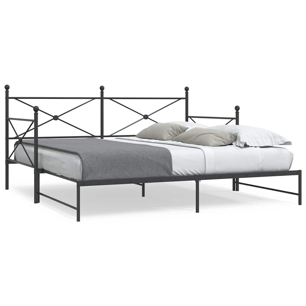 Daybed Extendable without mattress Black 100x190 cm Steel