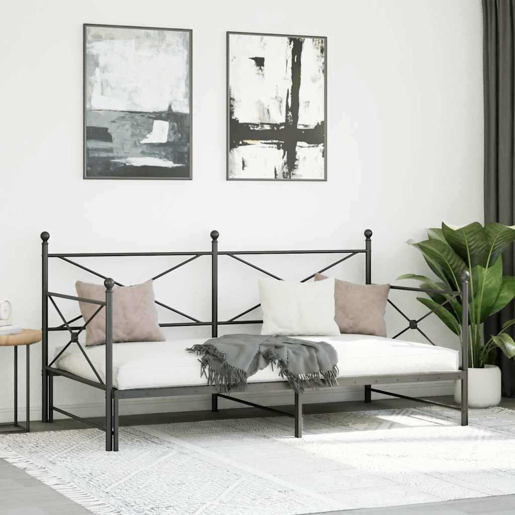 Daybed Extendable without Mattress Black 100x200 cm Steel