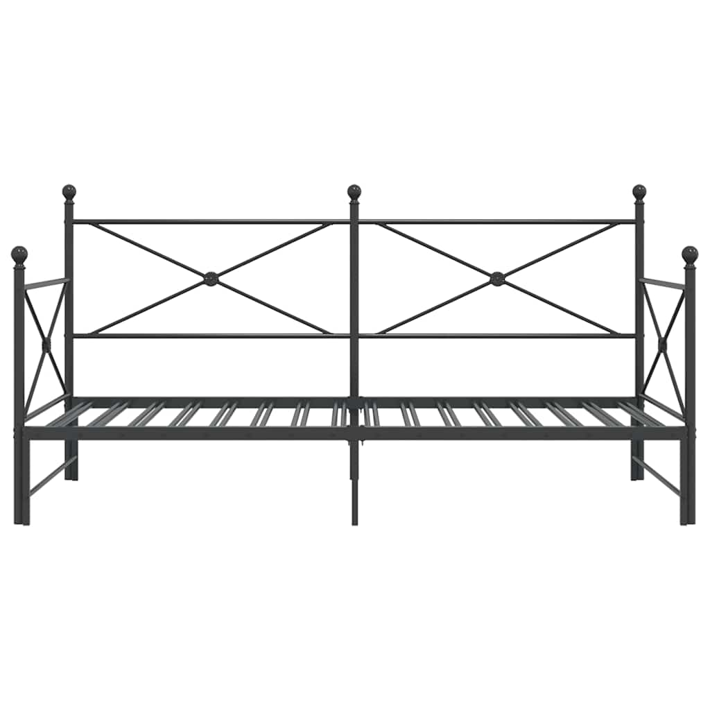 Tagesbett Ausziehbar ohne Matratze Schwarz 100x200 cm Stahl