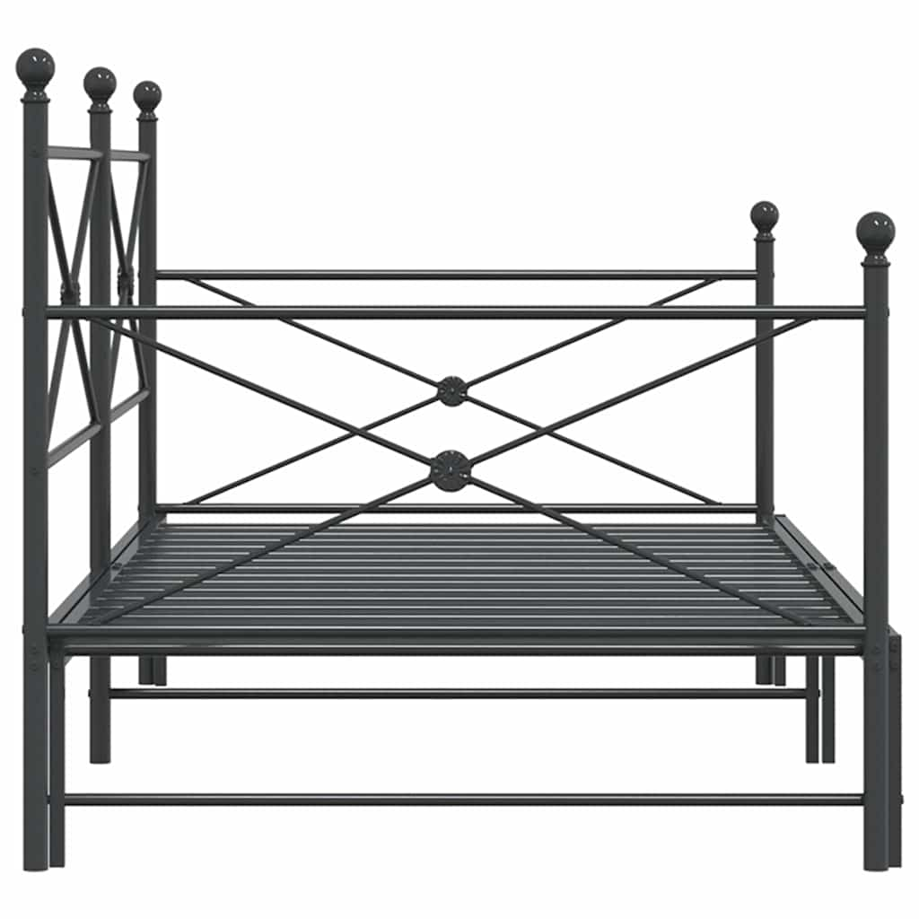 Daybed Extendable without Mattress Black 100x200 cm Steel