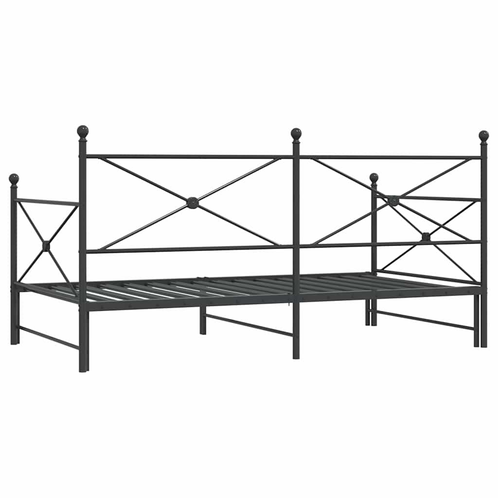 Daybed Extendable without Mattress Black 100x200 cm Steel