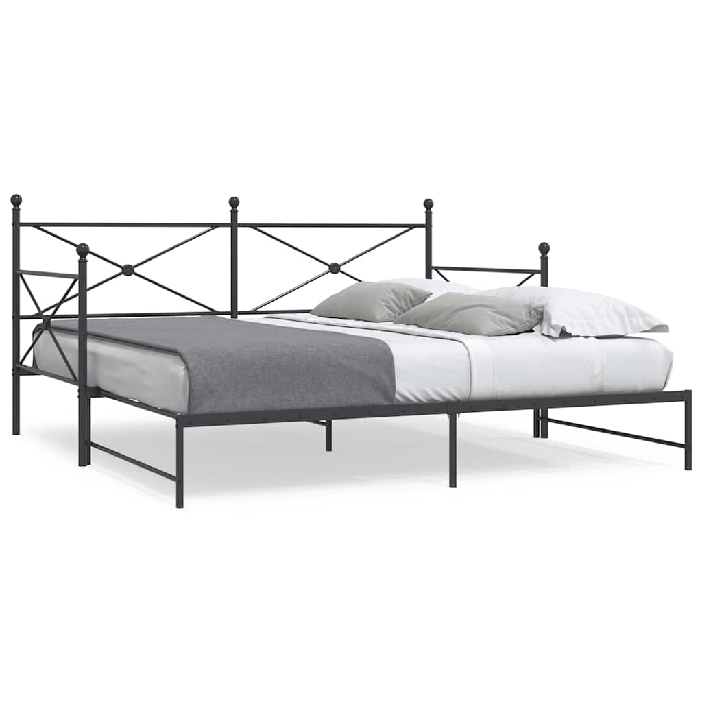 Daybed Extendable without Mattress Black 100x200 cm Steel