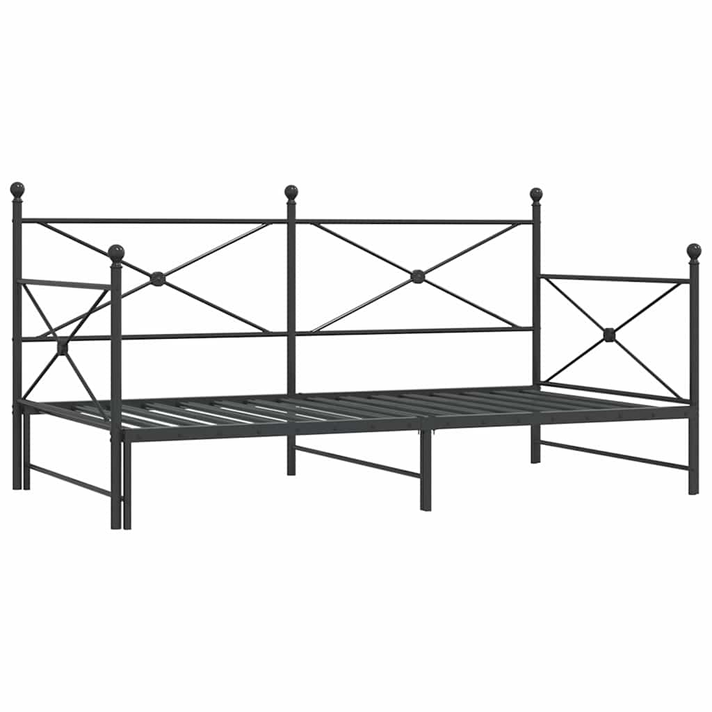 Daybed Extendable without mattress Black 107x203 cm Steel