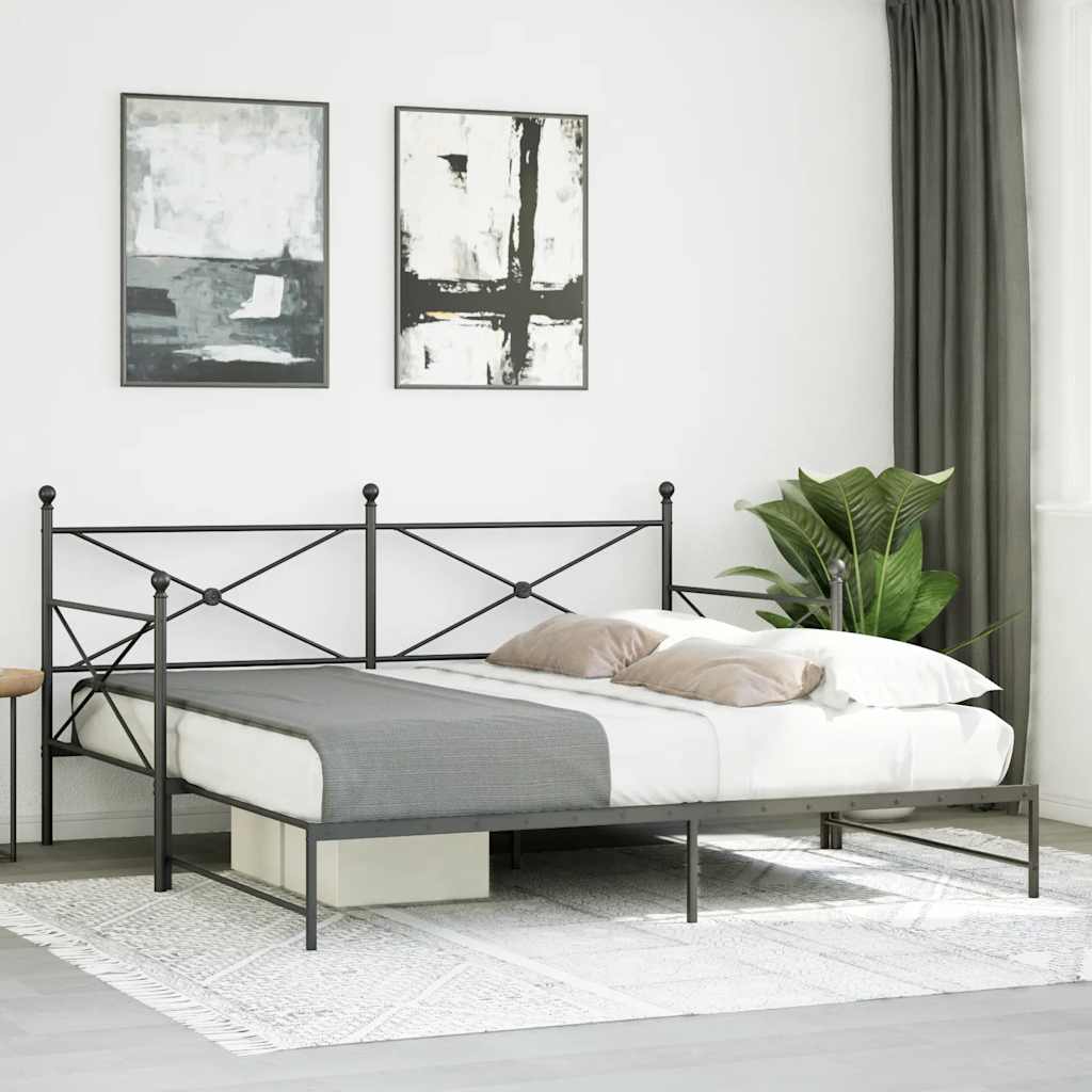 Daybed Extendable without mattress Black 107x203 cm Steel