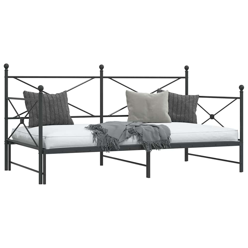 Daybed Extendable without mattress Black 107x203 cm Steel