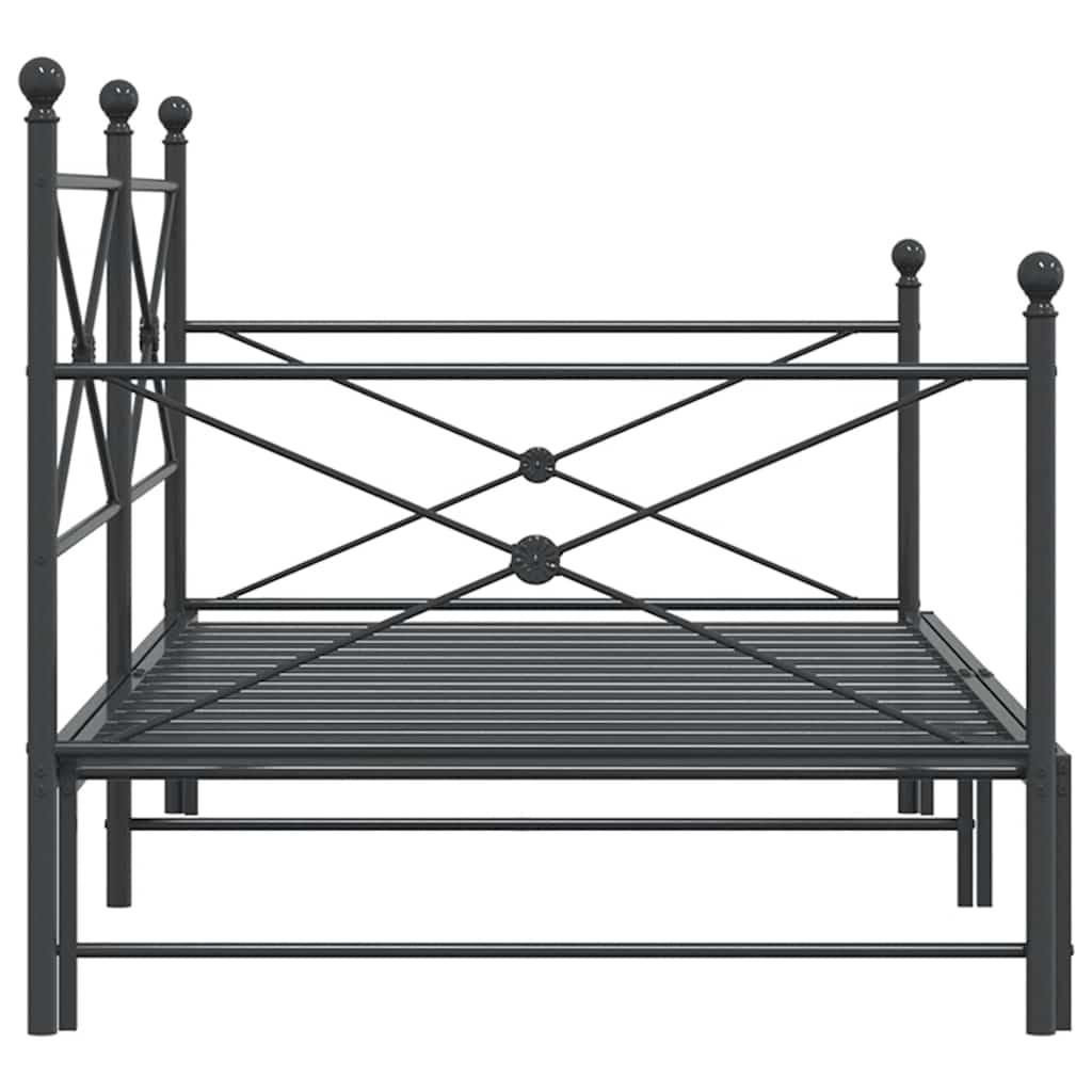 Daybed Extendable without mattress Black 107x203 cm Steel