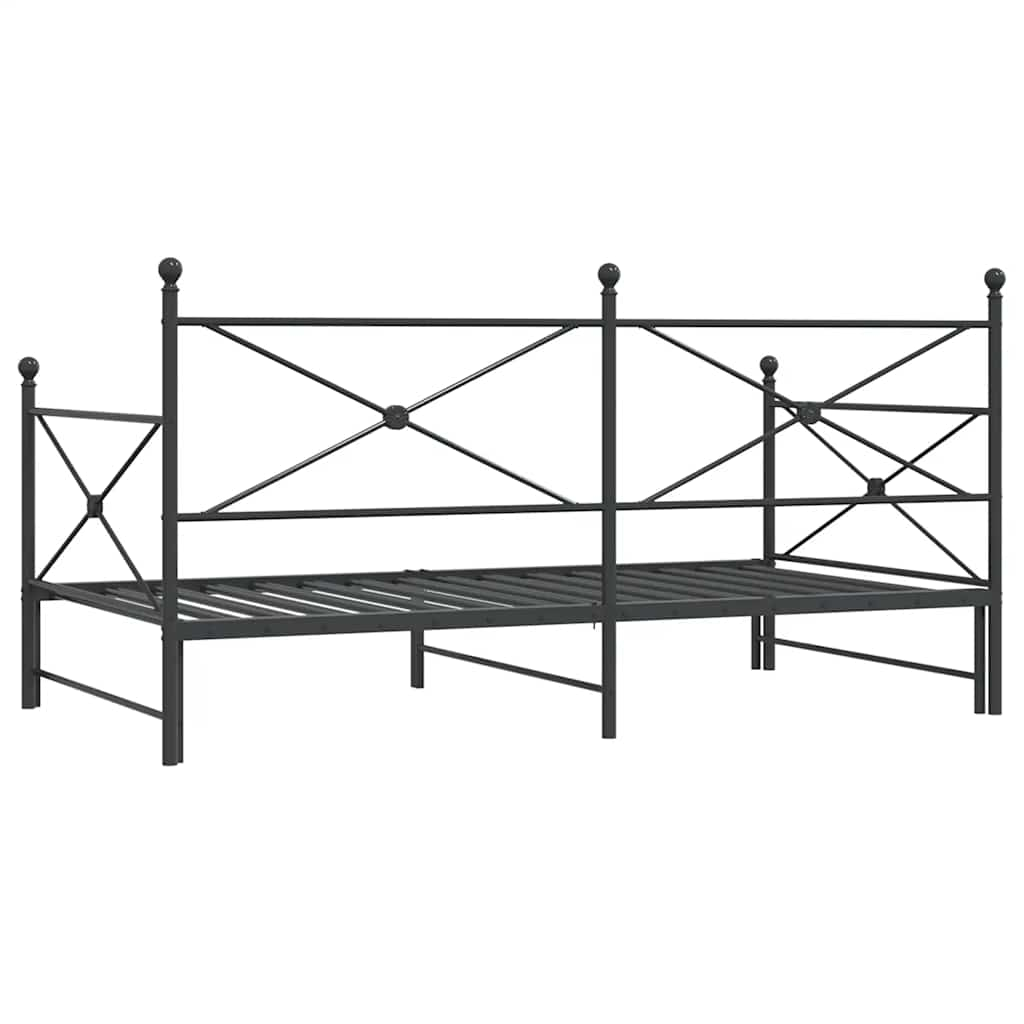 Daybed Extendable without mattress Black 107x203 cm Steel