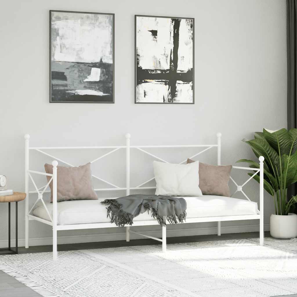 Daybed without mattress White 75x190 cm Steel