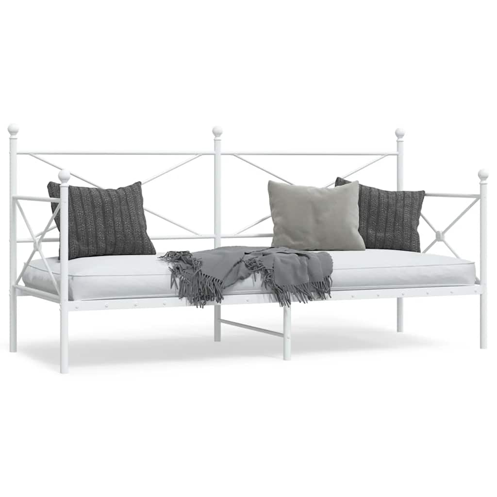 Daybed without mattress White 90x190 cm Steel