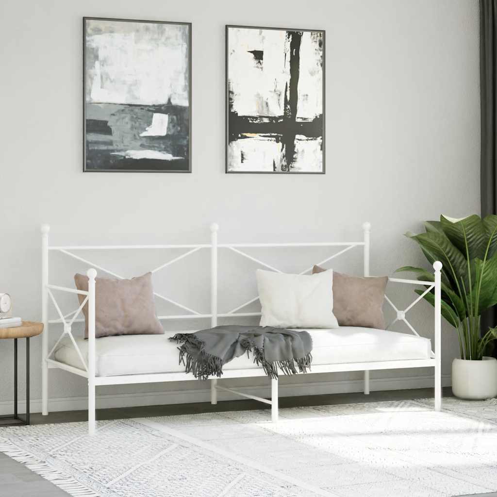 Daybed without mattress White 90x200 cm Steel