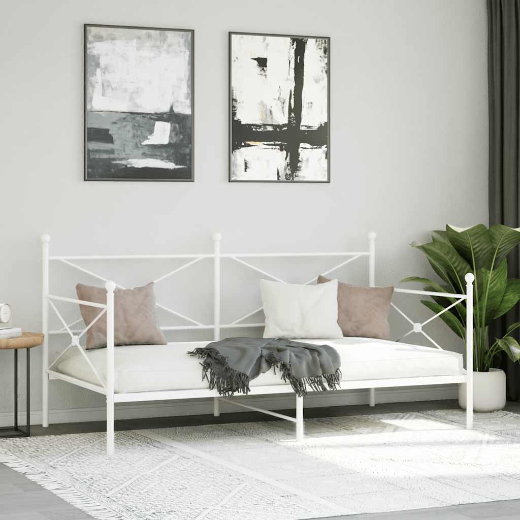 Daybed without mattress White 107x203 cm Steel