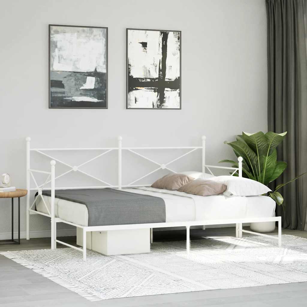 Daybed Extendable without mattress White 75x190 cm Steel