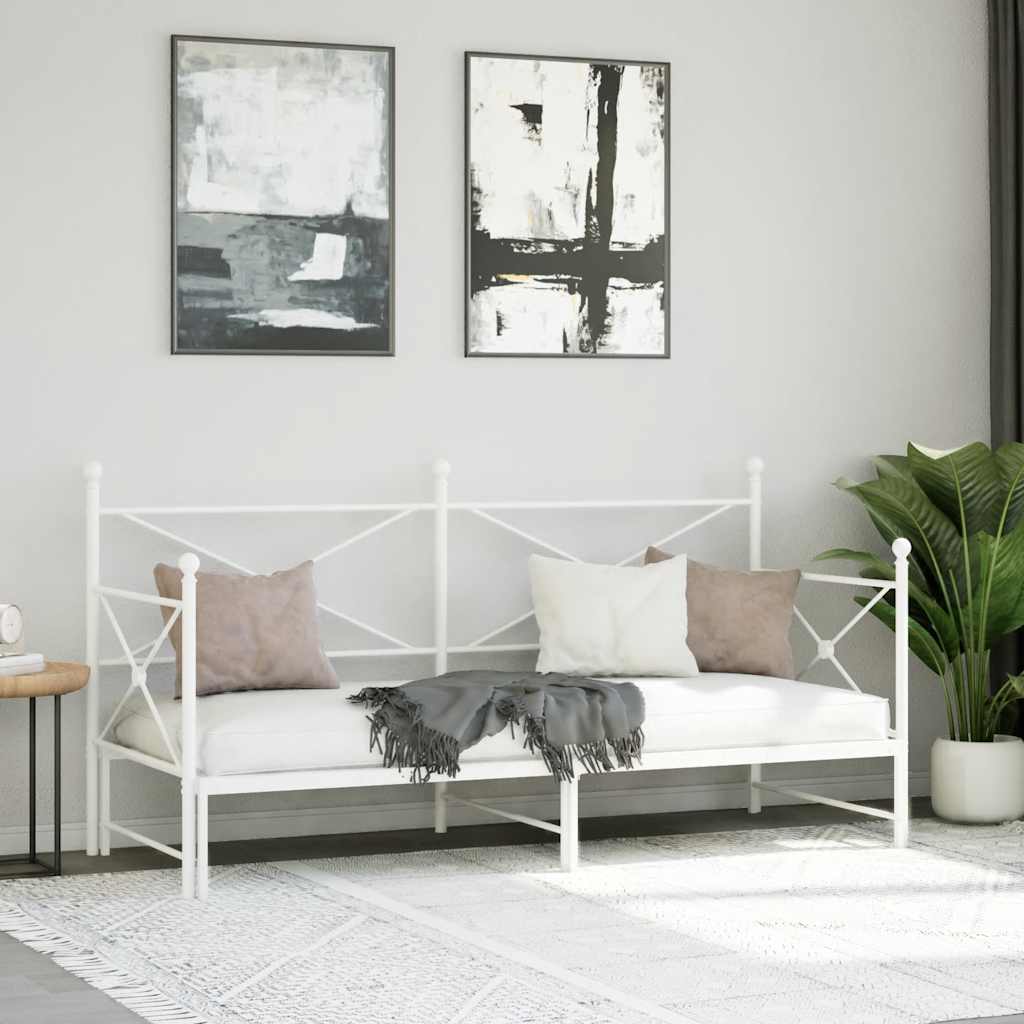 Daybed Extendable without mattress White 75x190 cm Steel