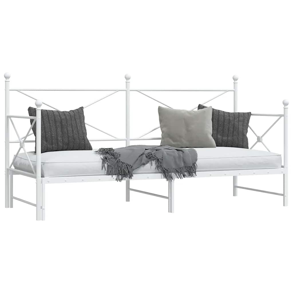 Daybed Extendable without mattress White 75x190 cm Steel