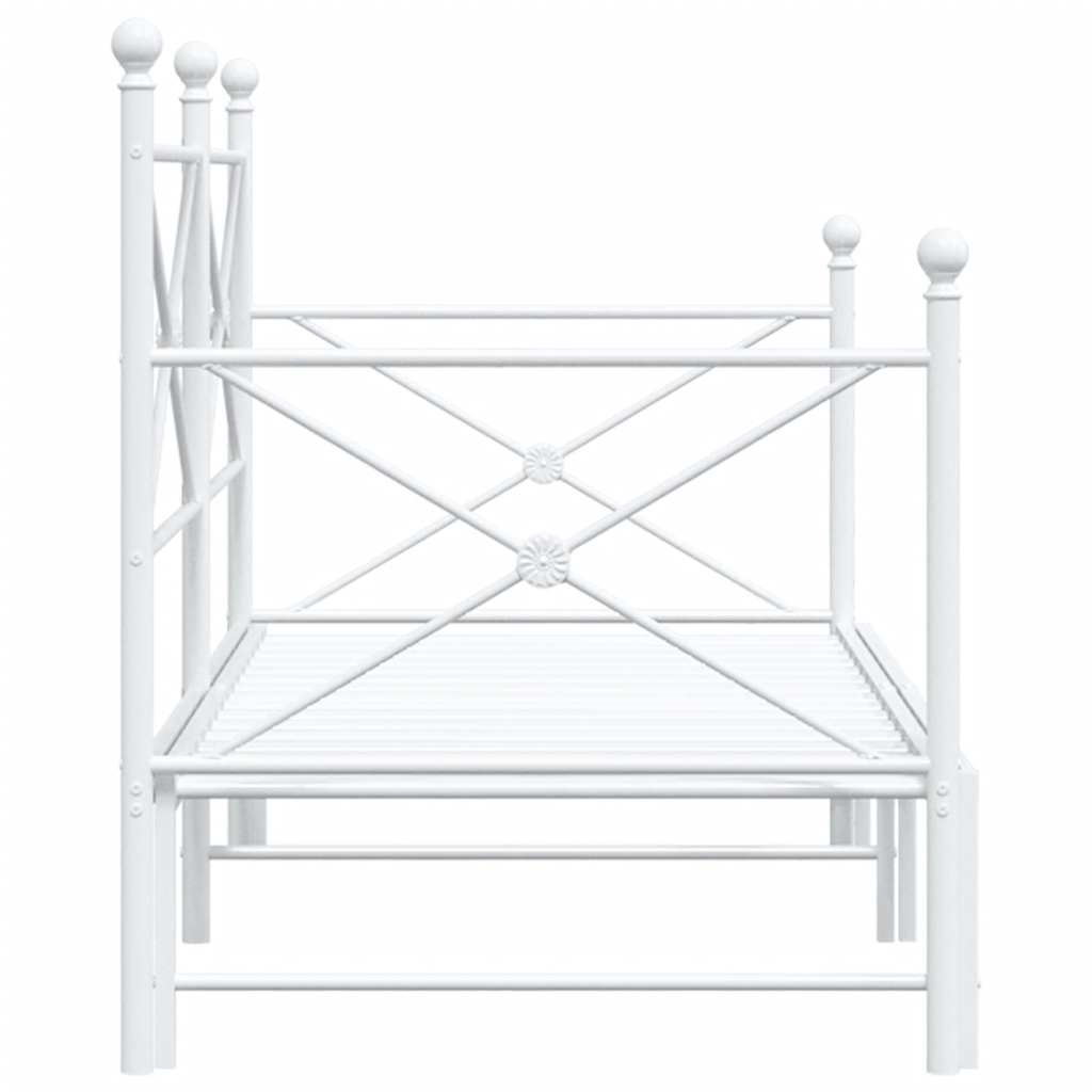 Daybed Extendable without mattress White 75x190 cm Steel