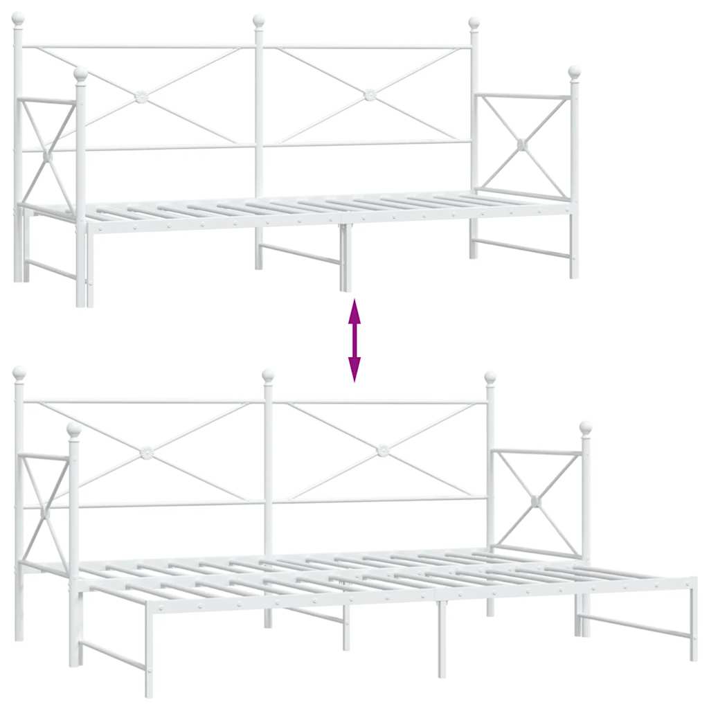 Daybed Extendable without mattress White 75x190 cm Steel