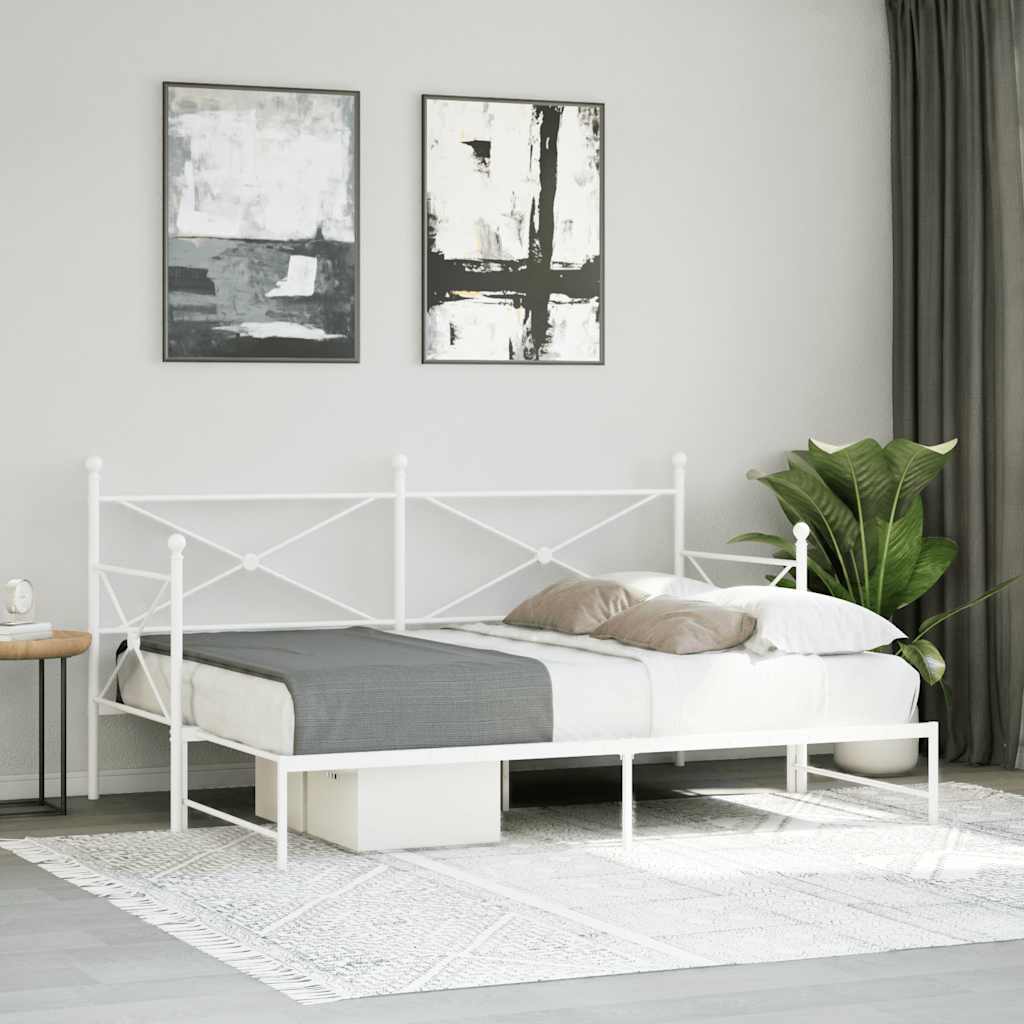 Daybed Extendable without mattress White 90x190 cm Steel