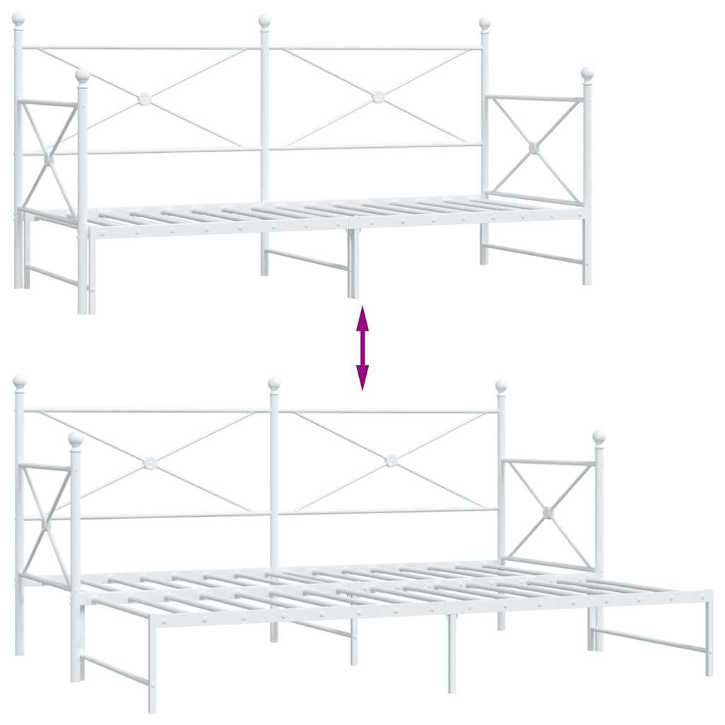 Tagesbett Ausziehbar ohne Matratze Weiß 90x190 cm Stahl