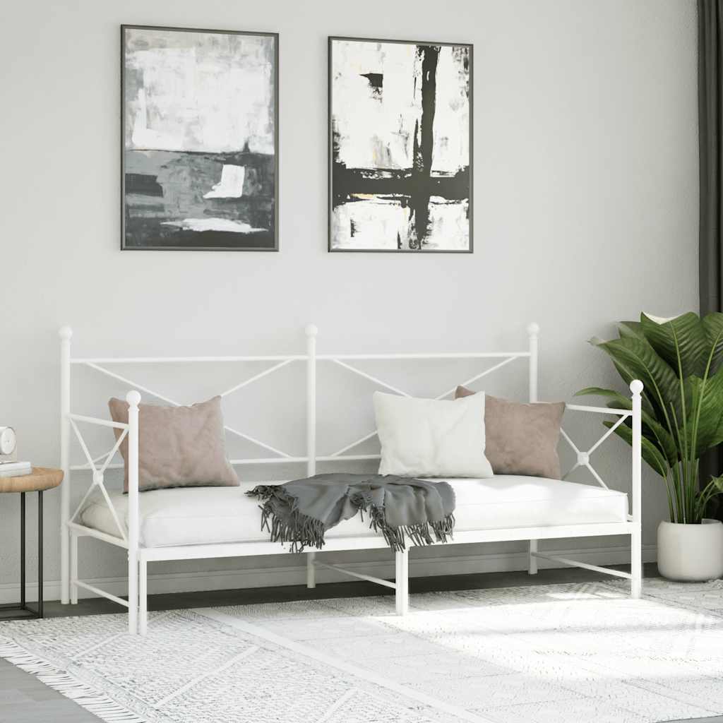 Daybed Extendable without Mattress White 90x200 cm Steel