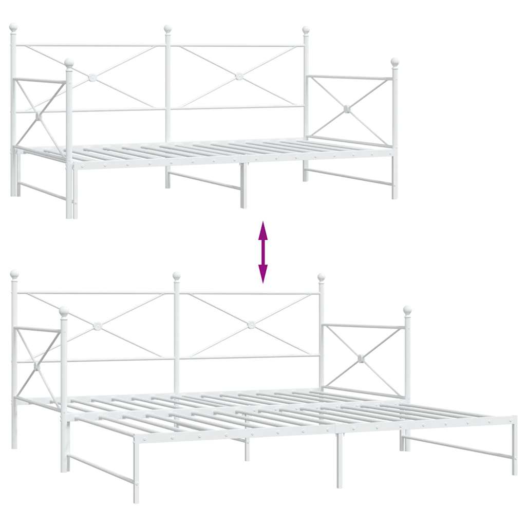 Daybed Extendable without mattress White 100x190 cm Steel