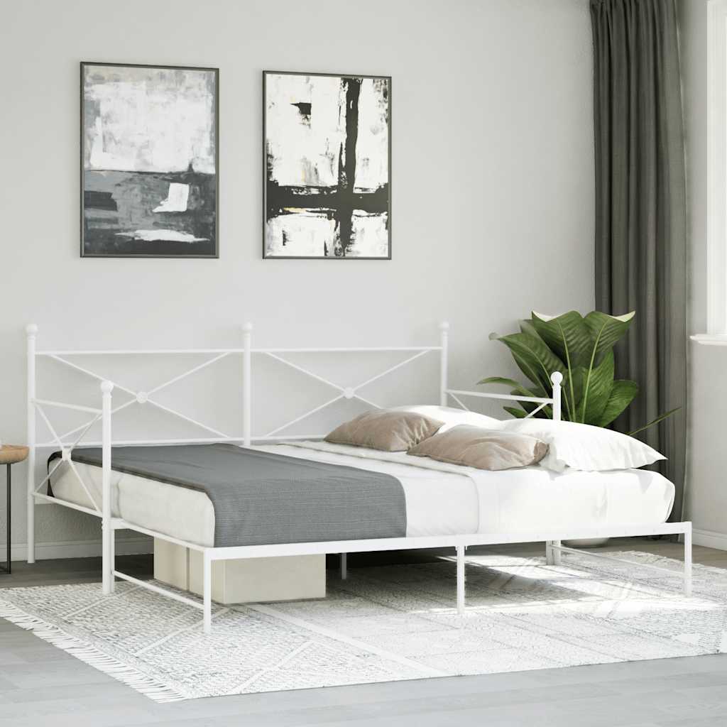 Daybed Extendable without mattress White 100x200 cm Steel