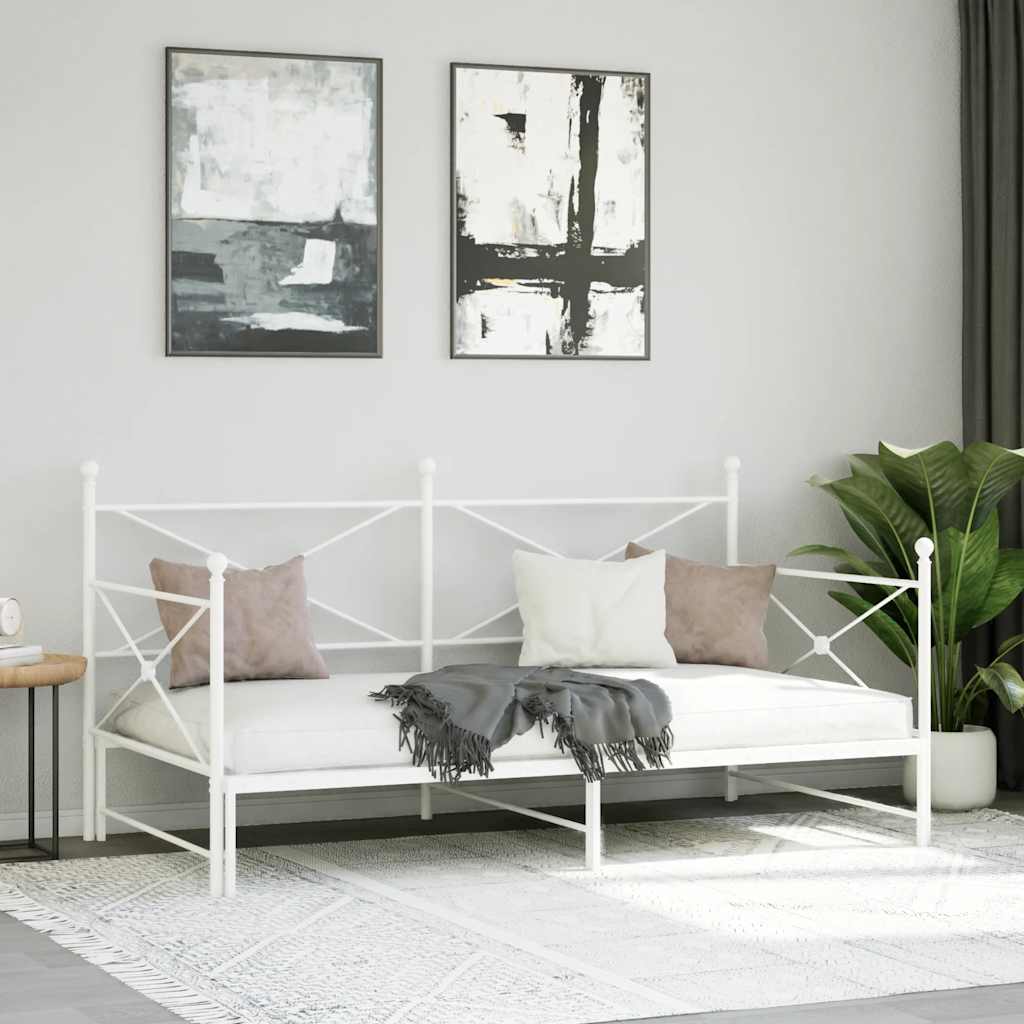 Daybed Extendable without mattress White 100x200 cm Steel