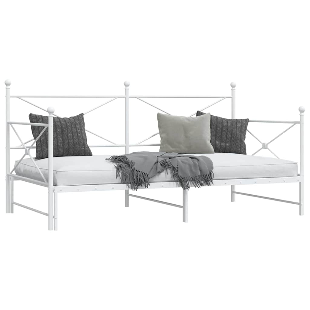 Daybed Extendable without mattress White 100x200 cm Steel