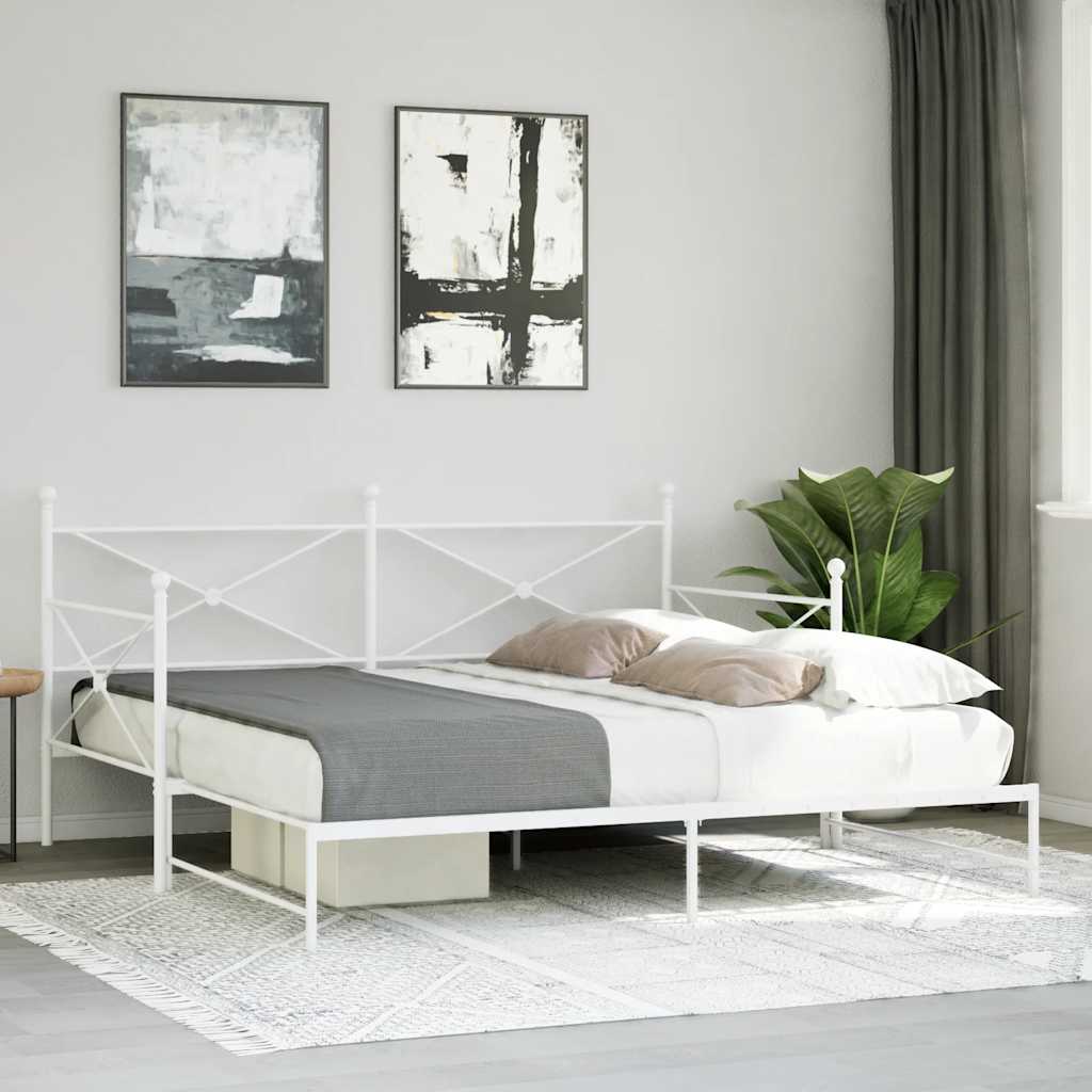 Daybed Extendable without mattress White 107x203 cm Steel