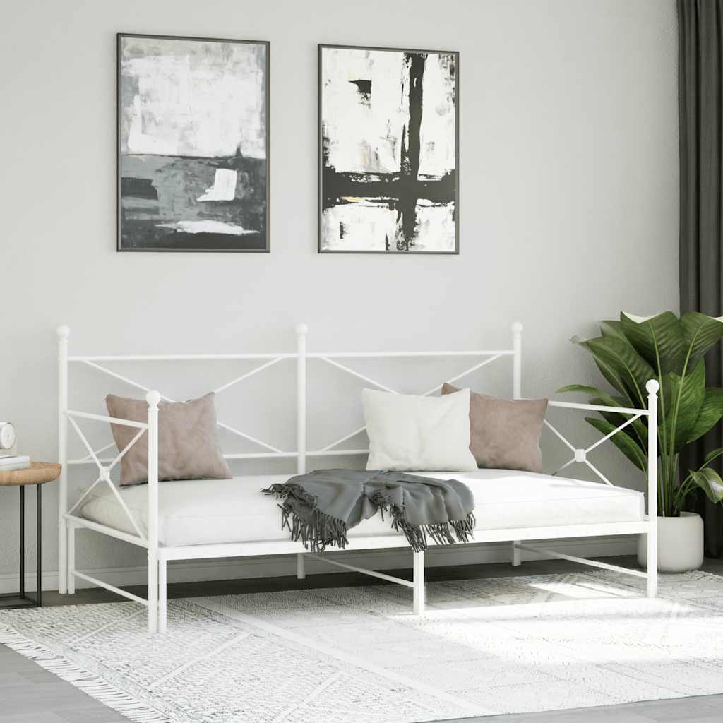 Daybed Extendable without mattress White 107x203 cm Steel