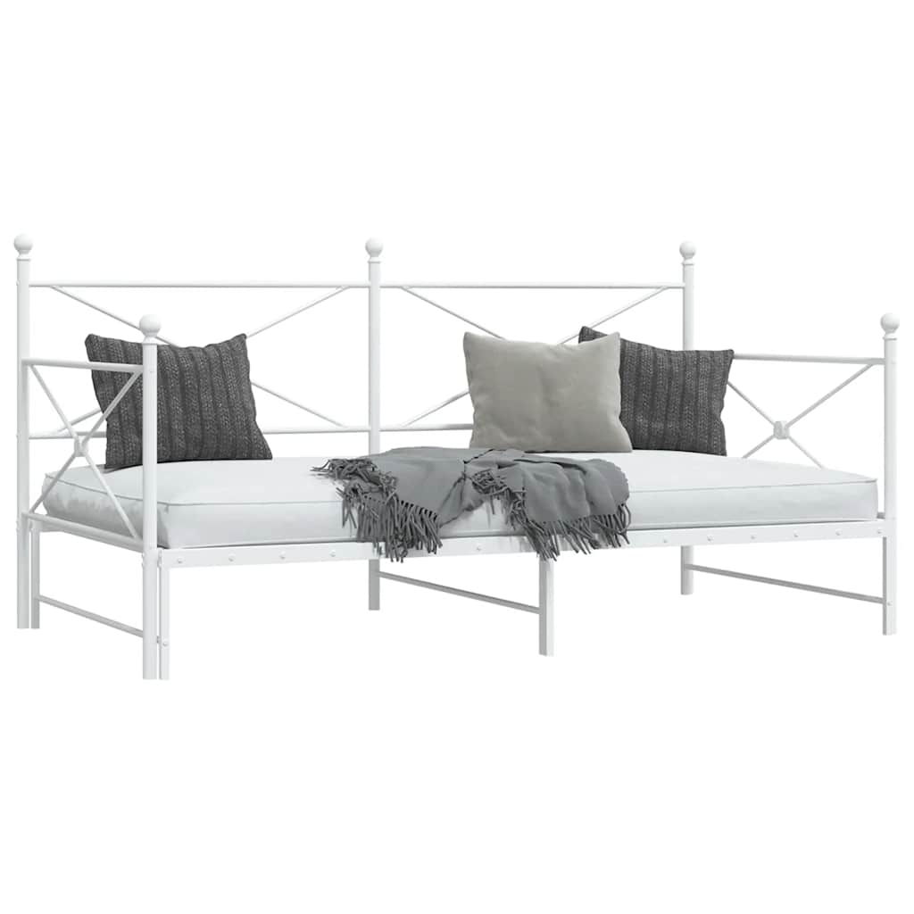 Daybed Extendable without mattress White 107x203 cm Steel