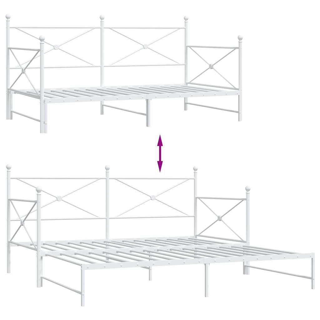 Tagesbett Ausziehbar ohne Matratze Weiß 107x203 cm Stahl