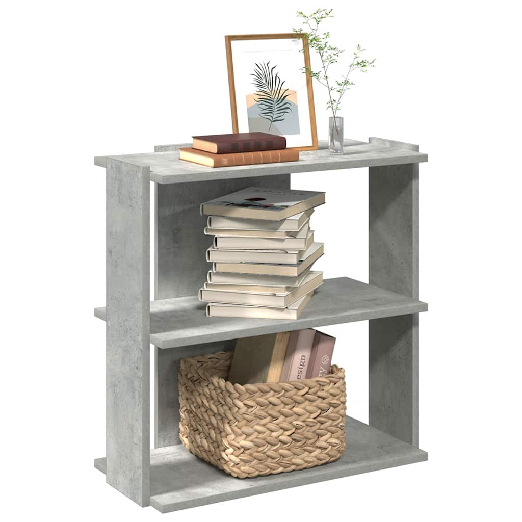 Bookcase 3 shelves concrete grey 60x30x60 cm wood material