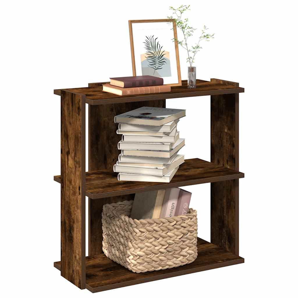 Bookcase 3 shelves smoked oak 60x30x60 cm wood material