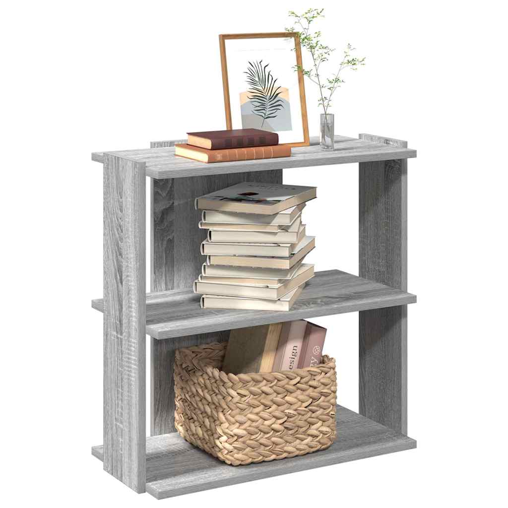 Bookcase 3 Shelves Grey Sonoma 60x30x60 cm Wood Material