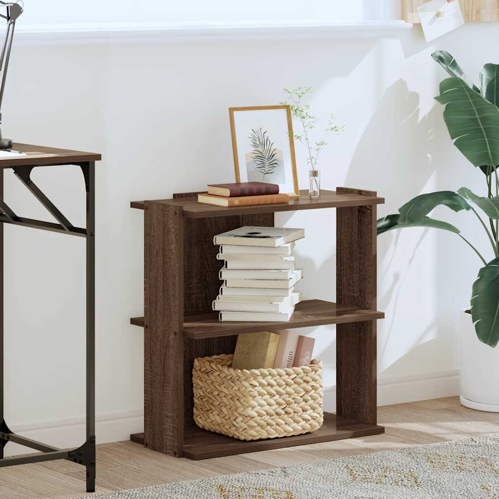 Bookcase 3 Shelves Brown Oak Look 60x30x60cm Wood Material