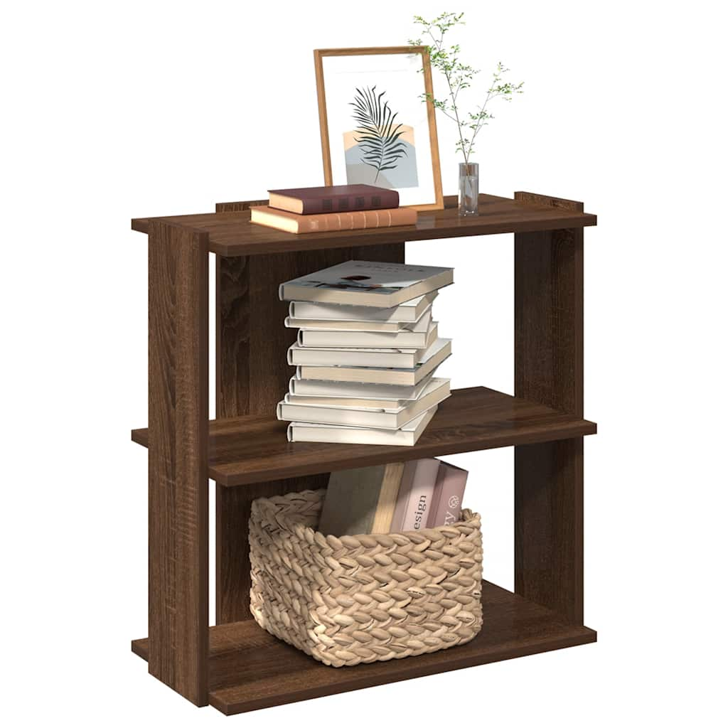 Bookcase 3 Shelves Brown Oak Look 60x30x60cm Wood Material